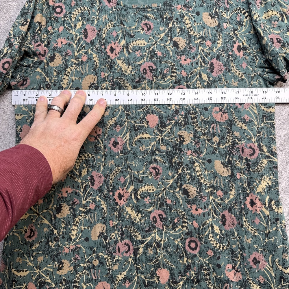 Peruvian Connection Green Floral Long Sleeve Knit Dress with Pockets Women's XL‎ - Picture 5 of 10